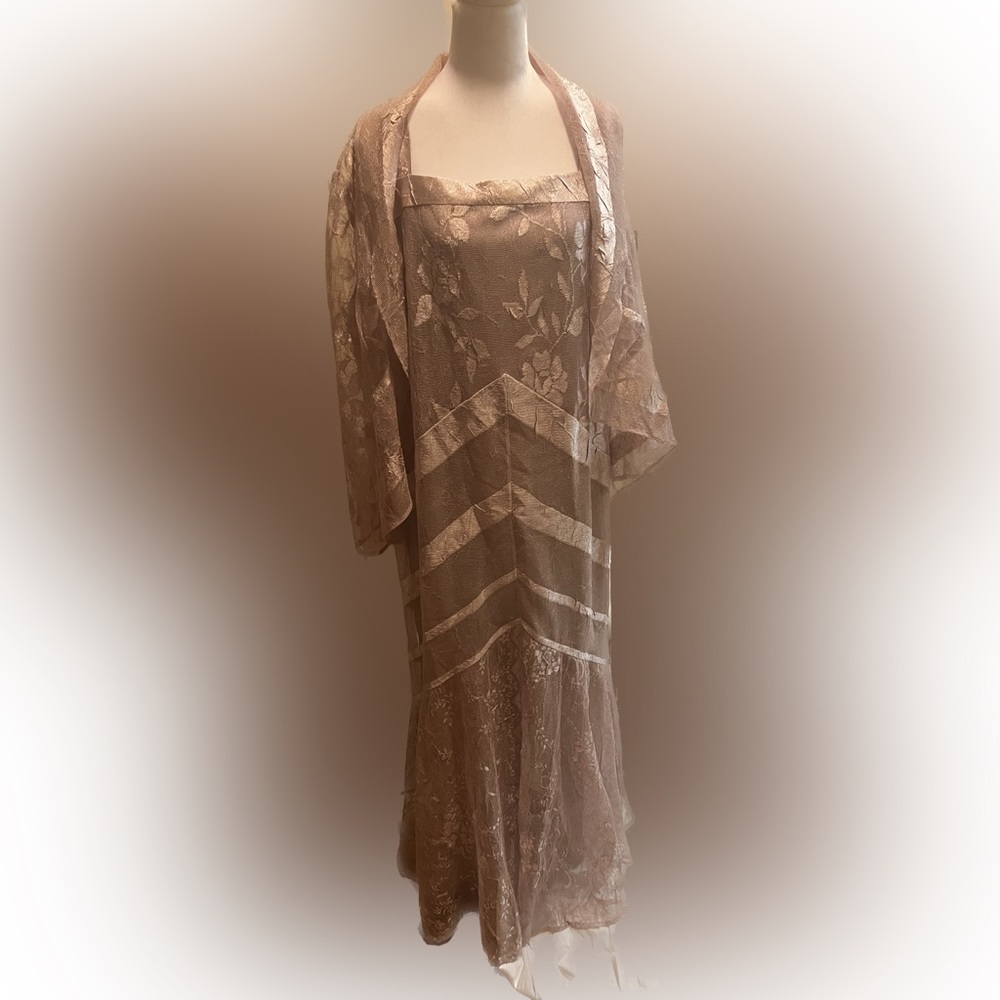 DAMIANOU WOMEN'S SPECIAL
OCCASIONS ( BLUSH/PINK) GOWN & JACKET SZ. LARGE